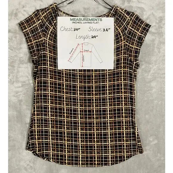 NEW Women's Elie Tahari Cowl Neck Abstract Pattern Cap Sleeve Business Shirt Top - Picture 7 of 7